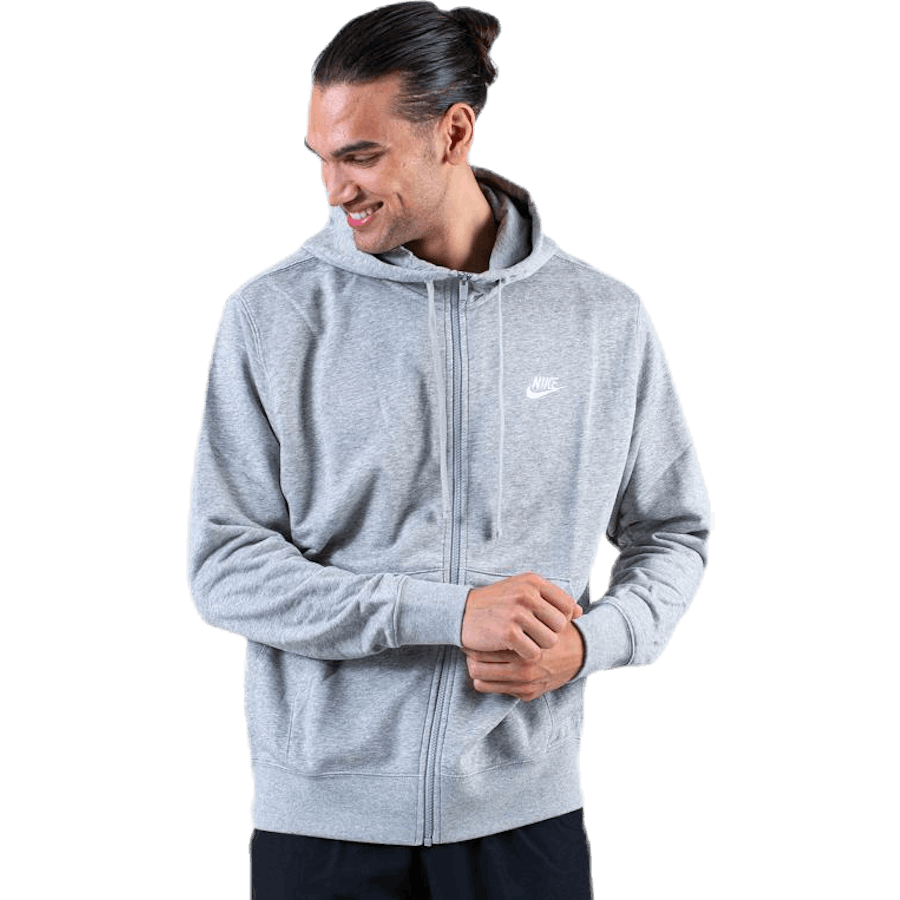 Sportswear Club Men's Full-Zip Hoodie DK GREY HEATHER/MATTE SILVER/WHITE