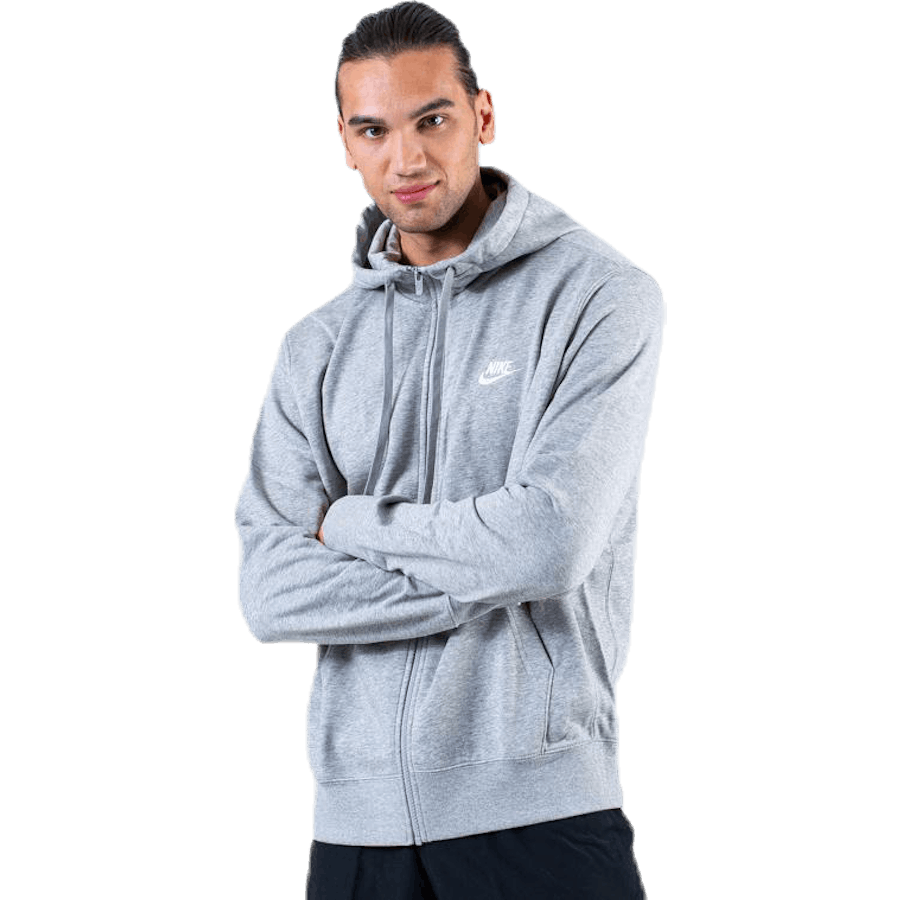 Sportswear Club Men's Full-Zip Hoodie DK GREY HEATHER/MATTE SILVER/WHITE