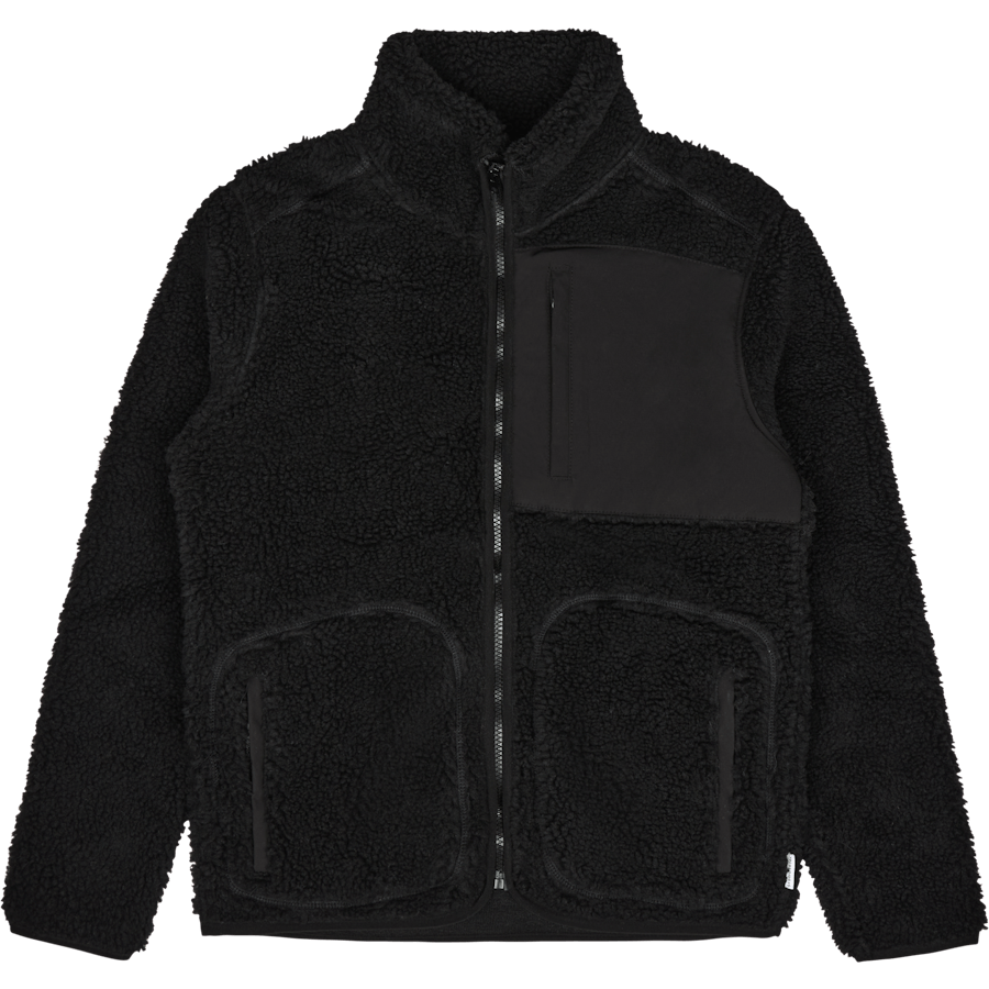 Contrast Pile Jacket Black