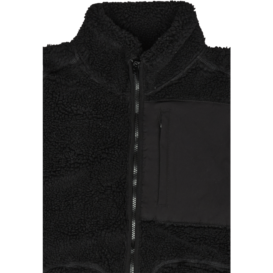 Contrast Pile Jacket Black