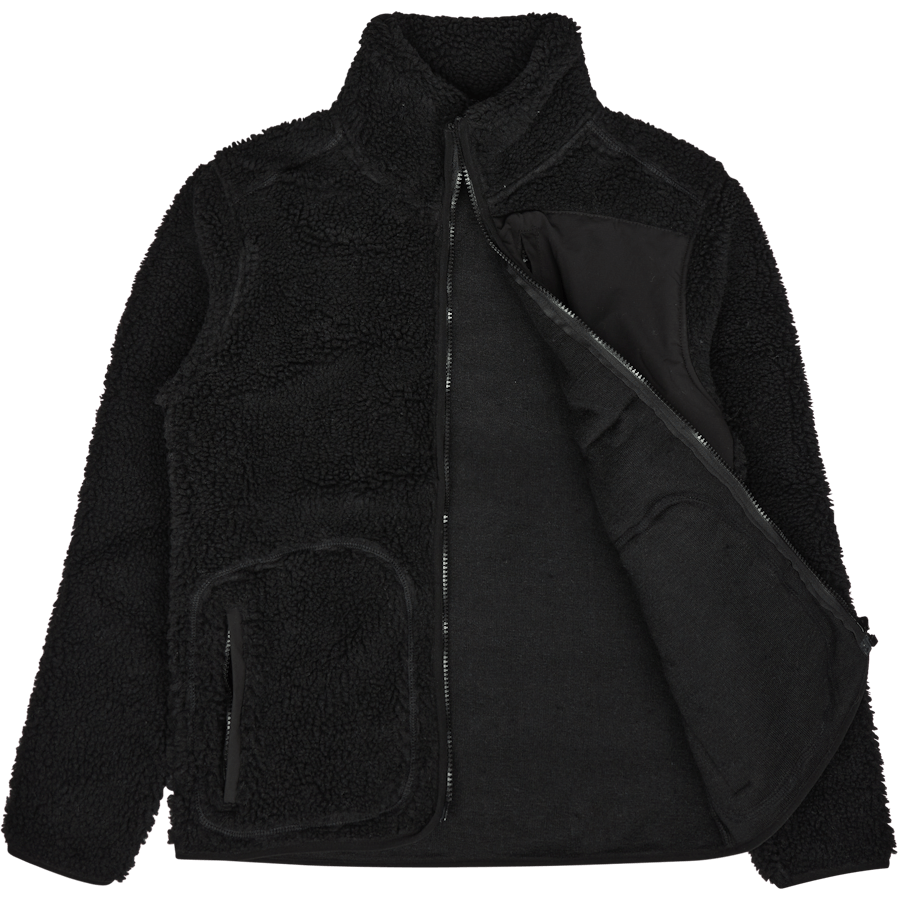 Contrast Pile Jacket Black