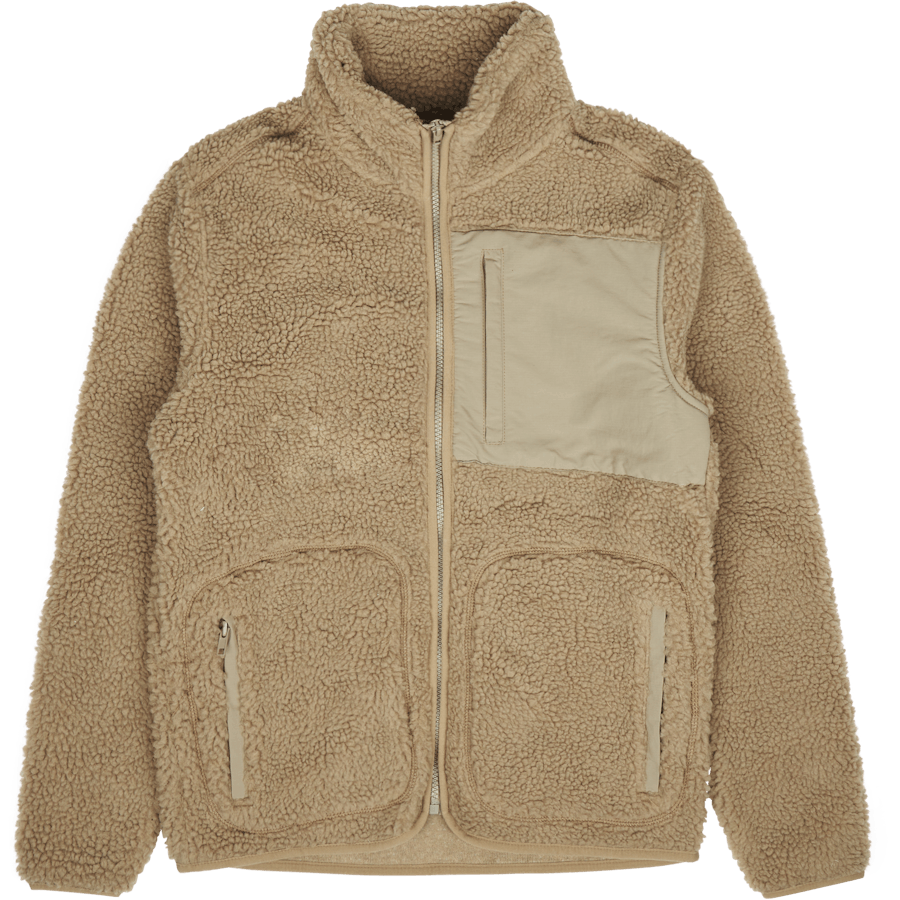 Contrast Pile Jacket Beige