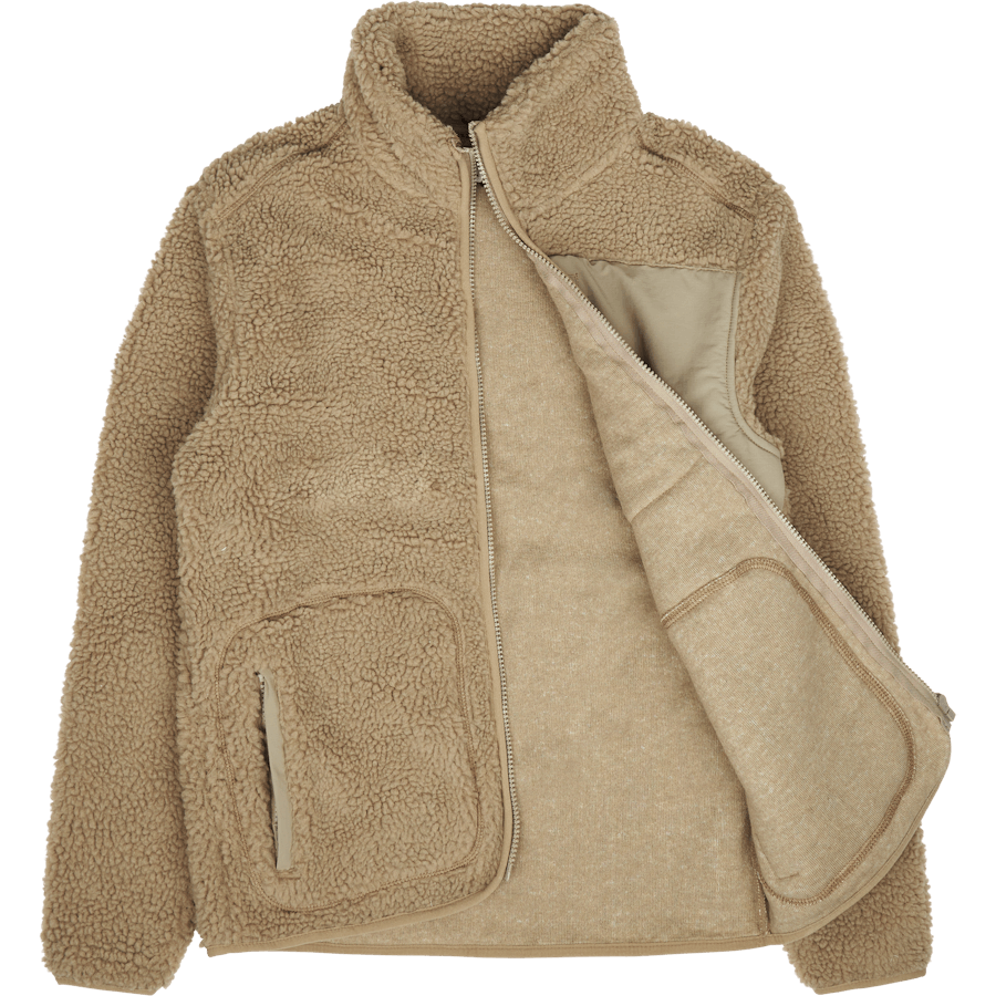 Contrast Pile Jacket Beige